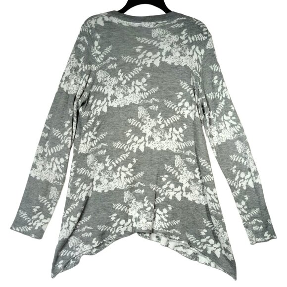 Belldini Gray Floral Knit Open Front Waterfall Cardigan Sweater Size XL - Picture 3 of 5